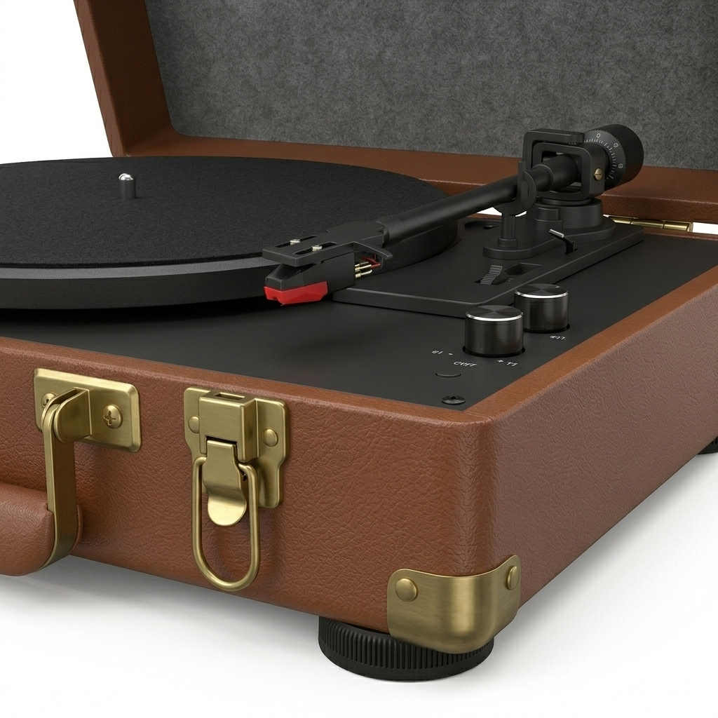 Platine Vinyle Valise BT5.0 AUX - Noir Doré