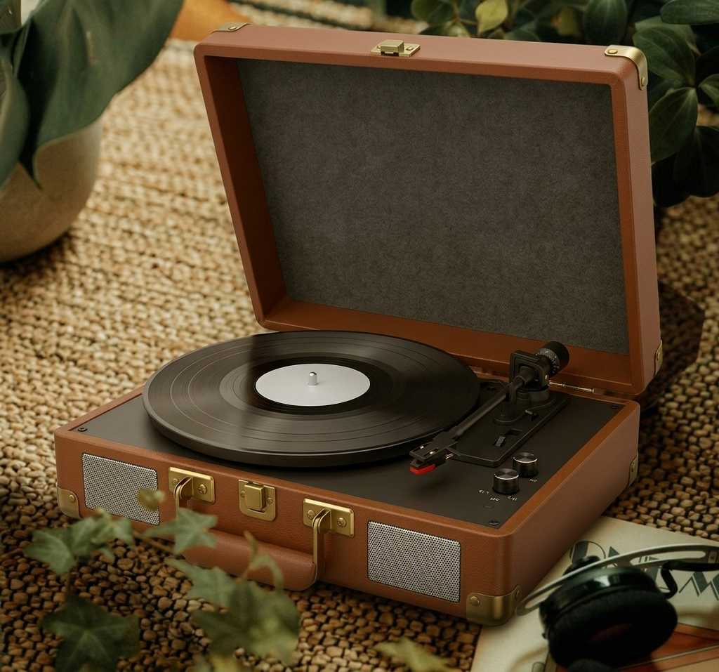 Platine Vinyle Valise BT5.0 AUX - Noir Doré