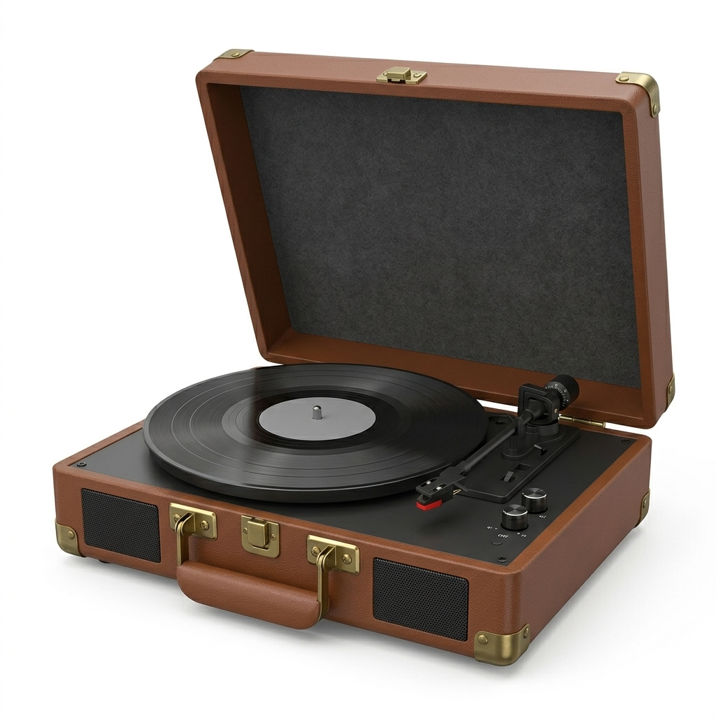 Platine Vinyle Valise BT5.0 AUX - Noir Doré